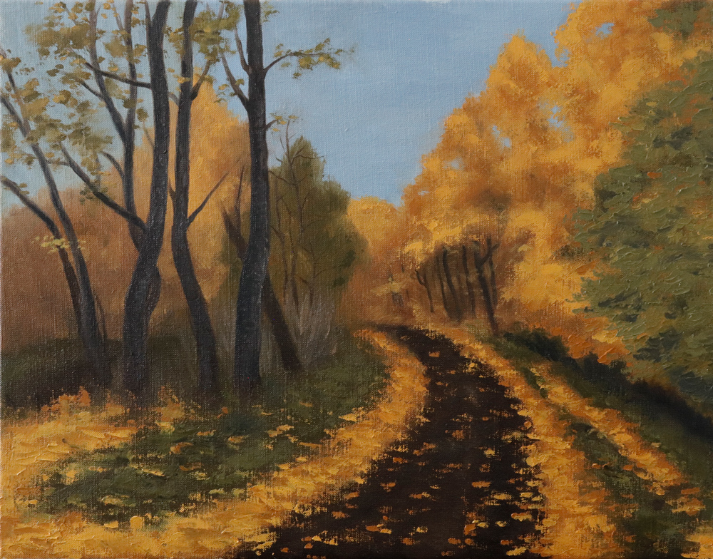 Autumn path - oil on canvas, 60 x 40 cm / 23,6 x 15,8 in