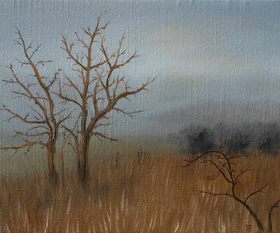 Misty day - oil on canvas, 30 x 25 cm / 11,8 x 9,9 in