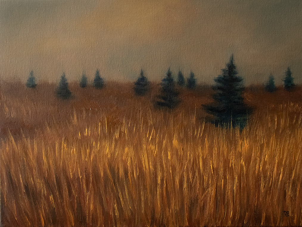 Autumn meadow - oil on canvas, 40 x 30 cm / 15,8 x 9,9 in