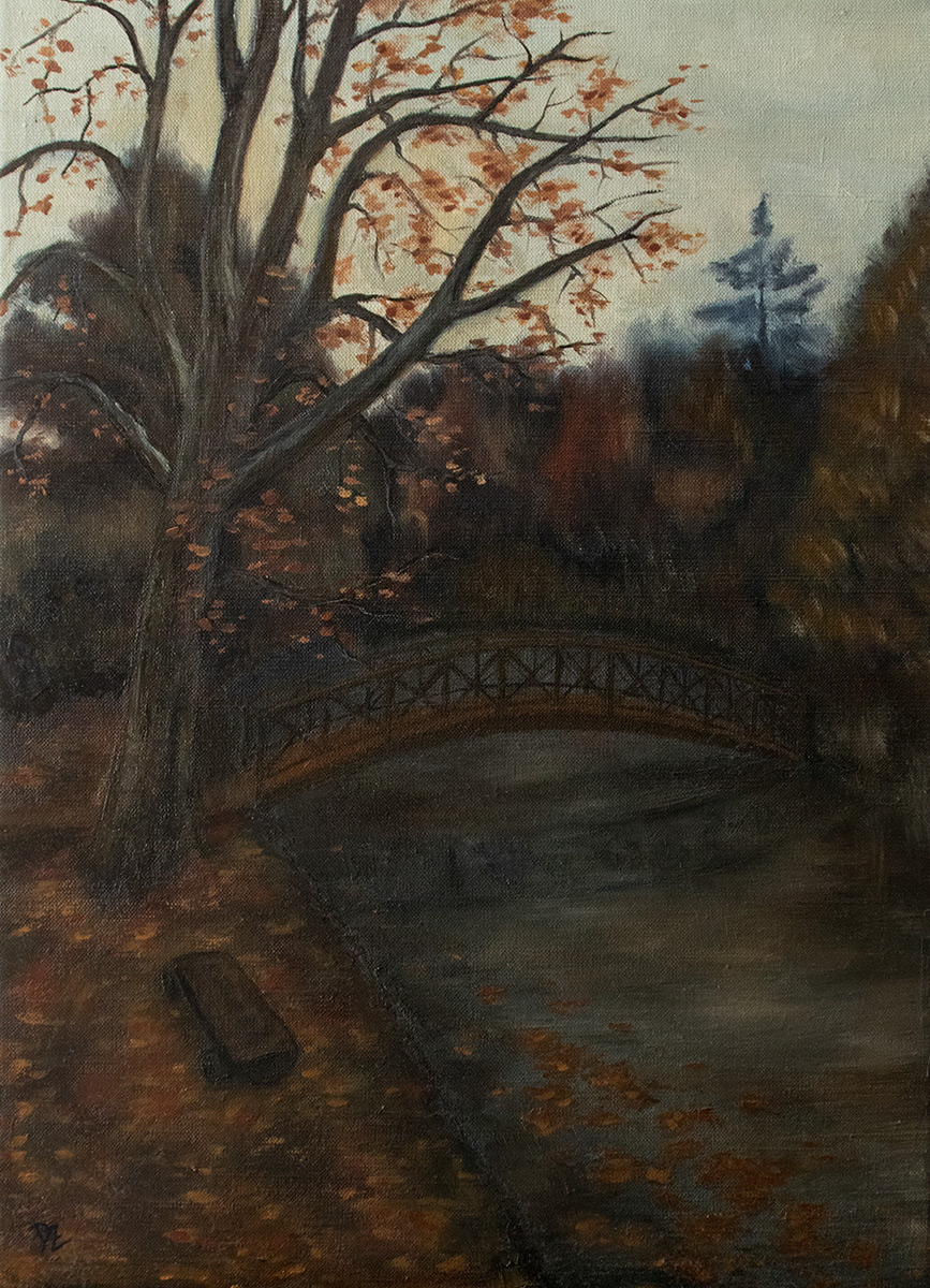 Autumn park - oil on canvas, 40 x 55 cm / 15,8 x 21,7 in