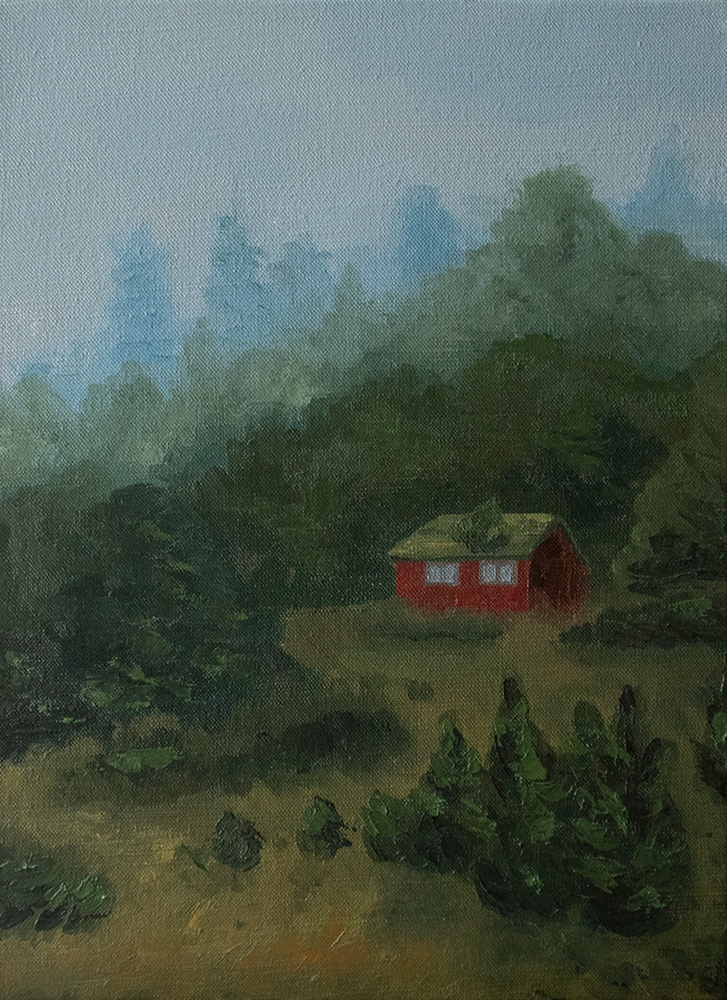 Norwegian chalet- oil on canvas, 30 x 40 cm / 11,8 x 15,8 in